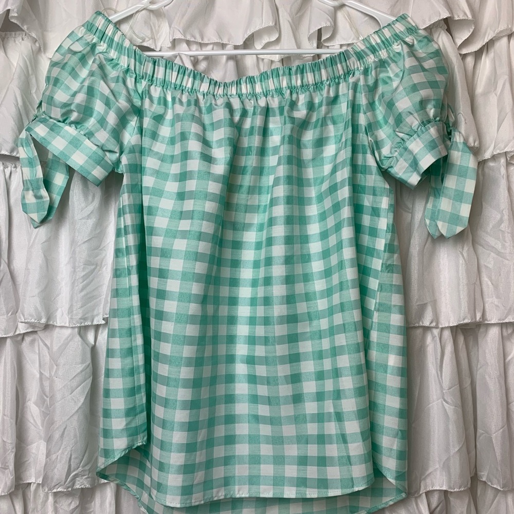 Checkered Off the Shoulder Blouse